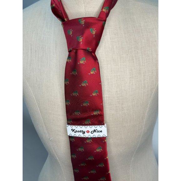 Knotty and Nice Woody Van Christmas Tie OS Red Christmas Polyester - Picture 11 of 16